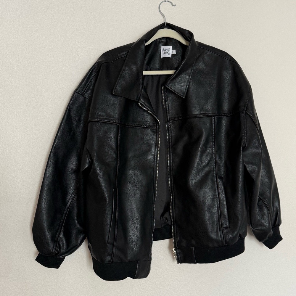 PRINCESS POLLY - Goldsmith Faux Leather Bomber Jacket Black - Picture 5 of 9